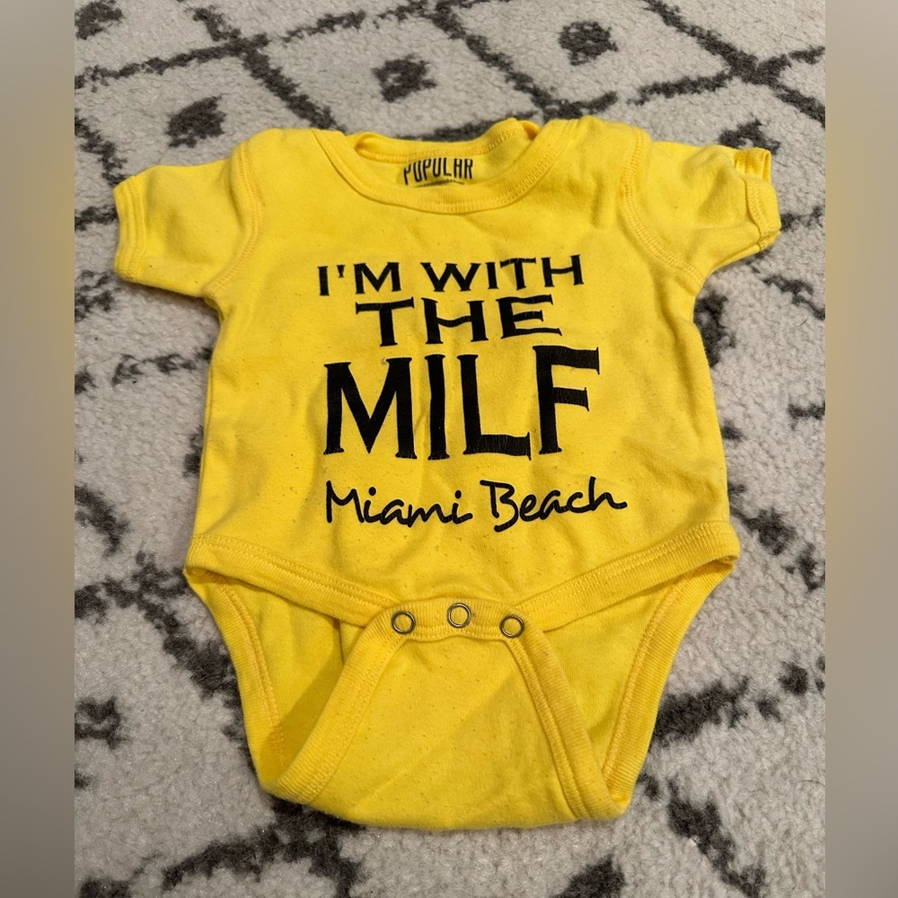 I’m with the Milf yellow onesie bodysuit baby wear size 12 months